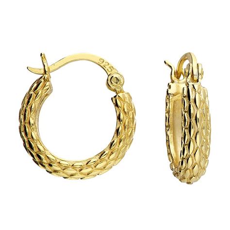 Gold Basket Weave Hinged Hoop Earrings