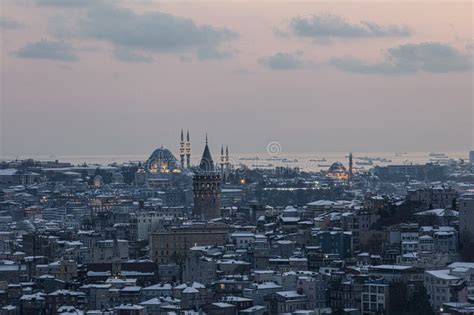 Galata Tower In Istanbul Turkey Aerial View Of Landmark At Golden