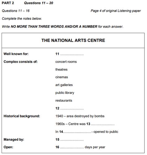 Note Completion Ielts Listening Awesome English