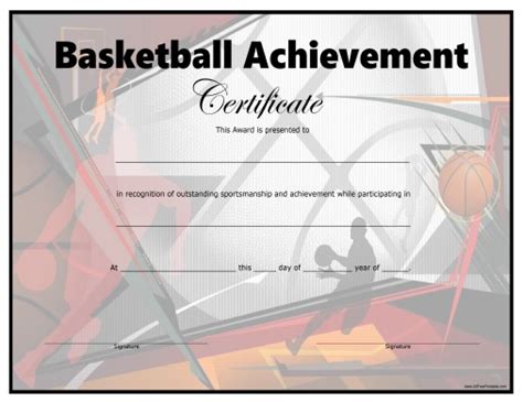 Basketball Certificate Free Printable Allfreeprintable For