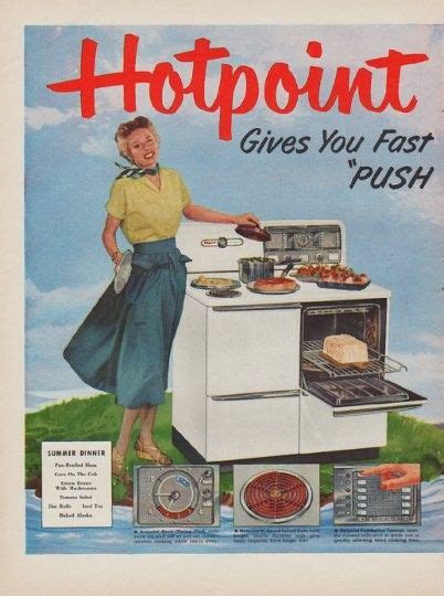 1950 Hotpoint Vintage Print Advertisement Summer Dinner ~ Hotpoint Electric Range Gives You