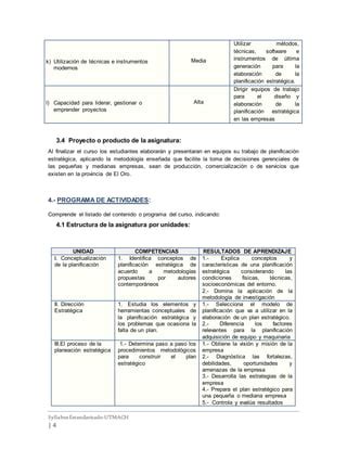 Syllabus Planificaci N Estrat Gica Final Pdf