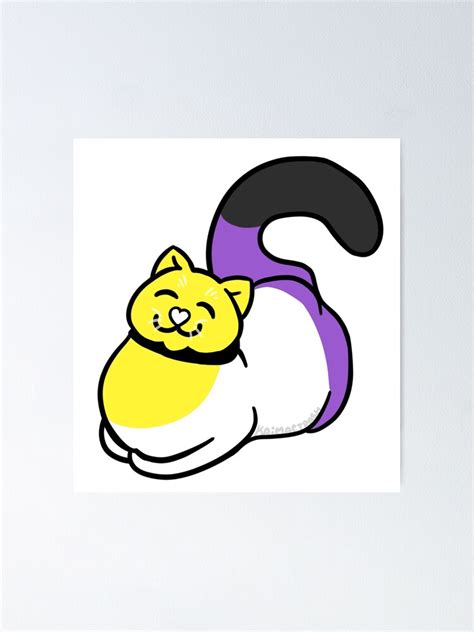 Non Binary Pride Flag Cat Poster By Kaimactrash Redbubble