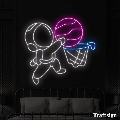 Craftnamesign Astronaut Neon Sign Basketball Club Decor Spaceman