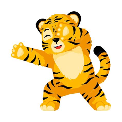 Premium Vector Cute Little Tiger Dabbing Character Isolated Happy Club Cartoon Striped Tiger