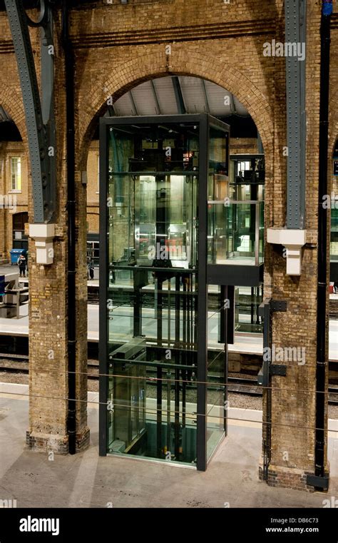 Glass Lift In The Platform Area Of Kings Cross Railway Station London