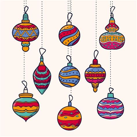 Free Vector Hand Drawn Christmas Ball Ornaments Collection