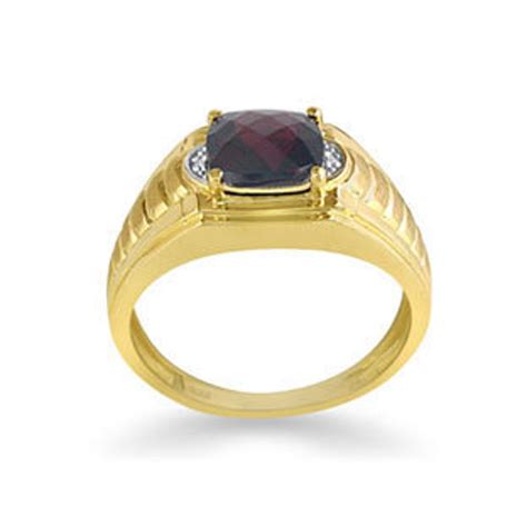 Cushion Cut Garnet Diamond Mens Ring Mens Gemstone Rings - Etsy