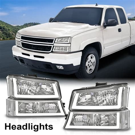 G Plus Led Drl Headlights Bumper Headlamps Fit For 2003 2006 Chevy Silverado 1500 1500 Hd 2500