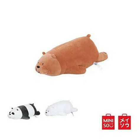 Jual We Bare Bears Lying Plush Toy Grizzly Panda Ice Bear Shopee