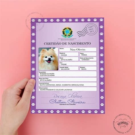 Certid O De Nascimento Pet Impressa A Shopee Brasil