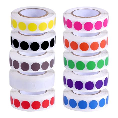 Round Color Dot Stickers, 10 of Assorted Color Dot Stickers 1/2 Inch ...