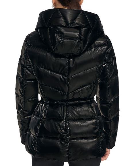 Dkny Womens Shine Hooded Puffer Coat Macys