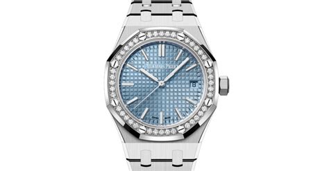 Audemars Piguet Royal Oak Mm Stainless Steel Light Blue Dial Diamond