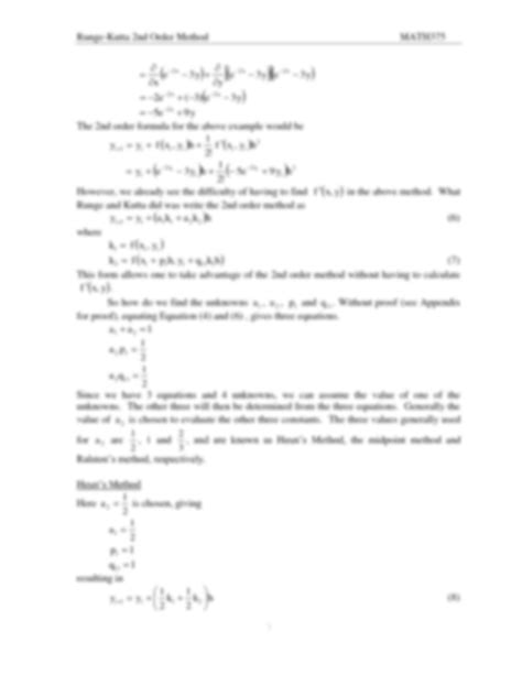 SOLUTION Numerical Methods Runge Kutta 2nd Order Studypool