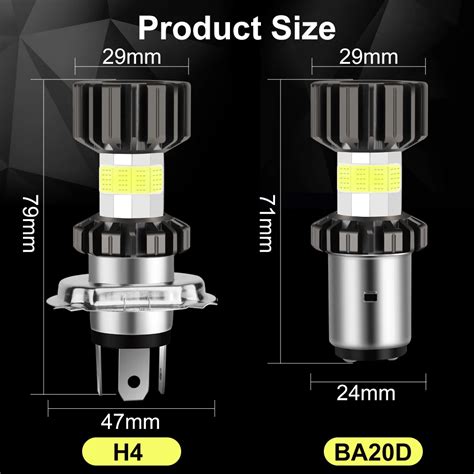 1pcs 12v 80v H4 Led Motorcycle Headlight Bulb 8 Sides Cob Ba20d Led H6 Hi Lo