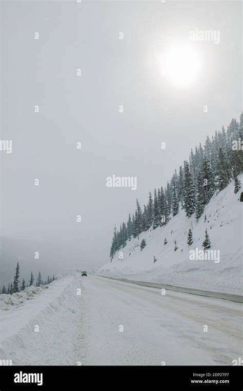 Snowy winter view of Highway 50 near Monarch Pass, Sawatch Range ...