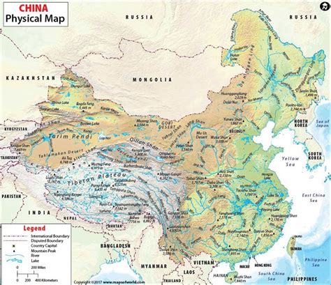 Physical Map of China, China Physical Map