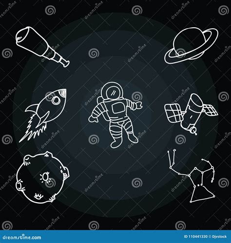 Space And Travel Scribbles Stock Vector Illustration Of Hand