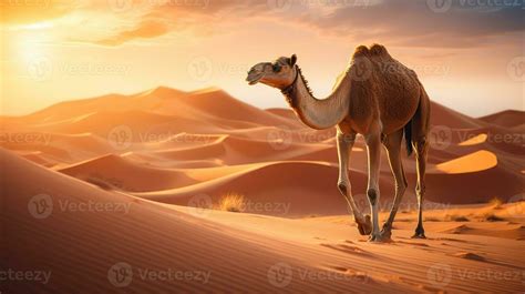 Camel Walking In The Desert AI Generated 26793354 Stock Photo At Vecteezy