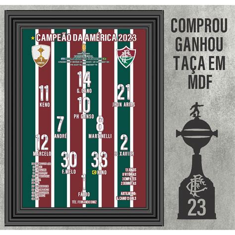 Placa decorativa Quadro Fluminense Campeão Taça Libertadores Futebol