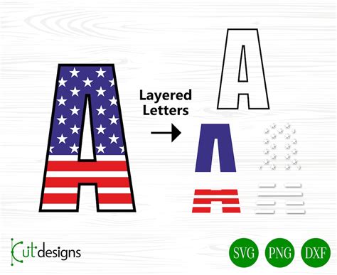 Usa Flag Font American Flag Font Usa Layered Letters Svg Files Cricut