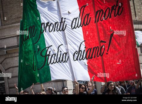 Rome Italy 21st May 2016 Protesters Of Casapound With A Flag Of