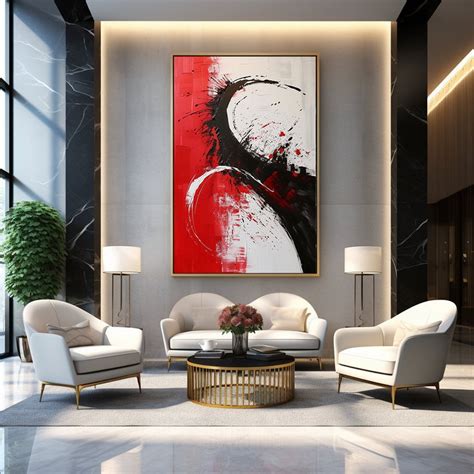 Red, Black, and White Modern Contemporary Abstract Wall Art Painting ...