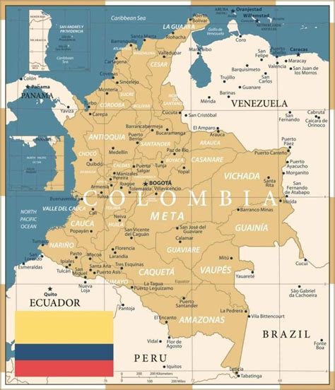 Mapa De Colombia Regiones Y Zonas Turísticas Bogotá Cartagena De Indias