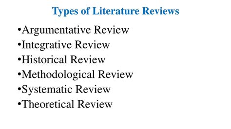 Types Of Literature Reviews презентация онлайн