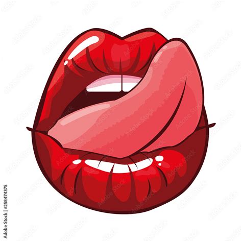 Sexy Female Lips With Tongue Out Pop Art Style Vector De Stock Adobe