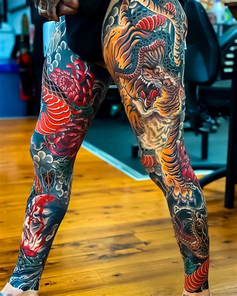 Unleash Your Inner Warrior with Chinese Dragon Tattoo Leg Sleeve - 10 ...