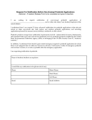 Fillable Online Request For Notification Before Non Exempt Pesticide