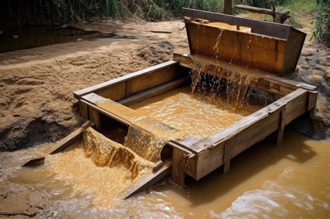 Premium Photo | Gold mining sluice box waterbased separation technique generative ai