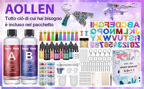 AOLLEN Stampi Per Resina Epossidica Trasparente 186 Pcs Kit Resina