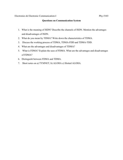 Questions On Communication Systems