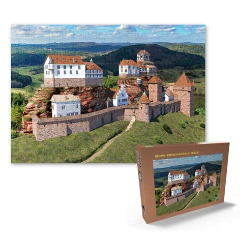 Puzzle Teile Mit Einer Rekonstruktion Der Burg Drachenfels Des