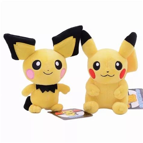 2 Boneco De Pelúcia Pikachu Pichu Pokemon Center Original Frete grátis