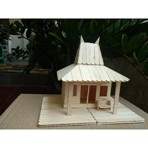 Jual Prakarya Maket Miniatur Rumah Adat Jawa Timur Dari Stik Es Krim