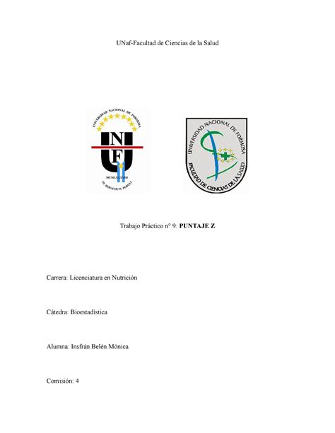 Tp N° 9 Bioestadística Unaf Facultad De Ciencias De La Salud