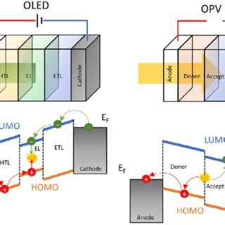 Schematic Device Structure Of Oled And Opv And Their Corresponding