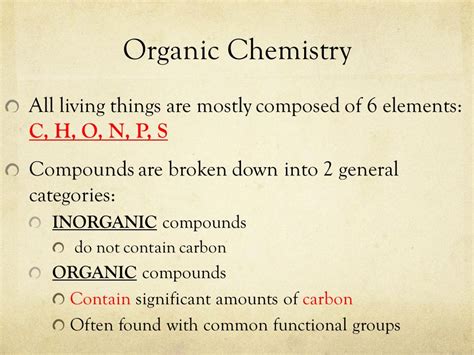 Organic Chemistry And Macromolecules Headings Vocab Important Info