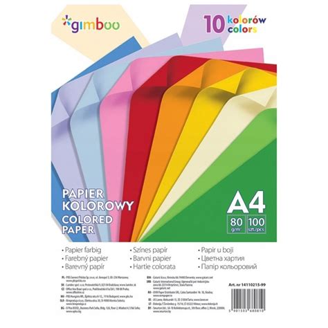 Papier Kolorowy Ksero A4 80g Ryza 100 Arkuszy Neonowe Kolory 14110215