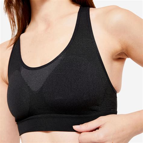 Womens Muscle Back Seamless Bra With Medium Support Black