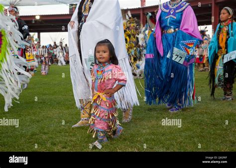 Little Jingle Dancer Uses Tongue For Support During Traditional Dancing At The Shoshone Bannock