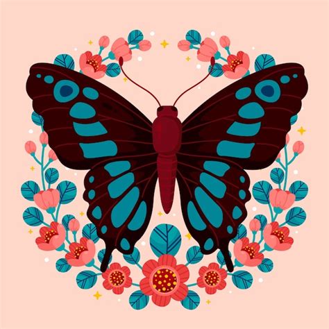 Ilustración de mariposa dibujada a mano Vector Premium