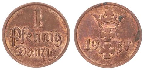 Polen Freie Stadt Danzig 1 Pfennig 1937 UNC MA Shops