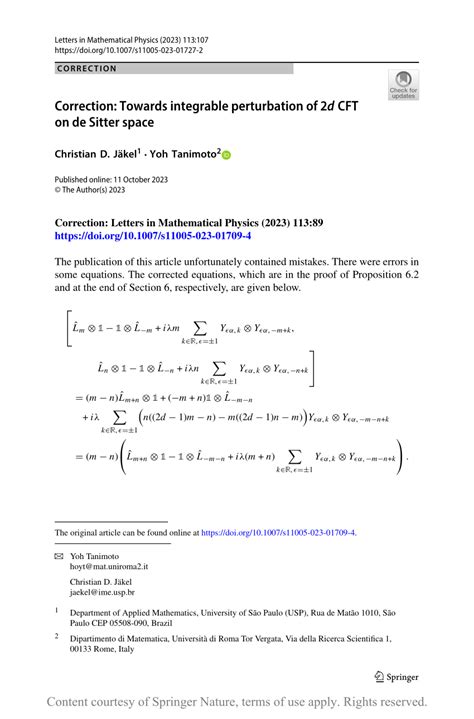 PDF Correction Towards Integrable Perturbation Of 2d CFT On De