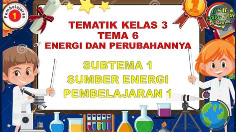 Kelas 3 Tematik Tema 6 Subtema 1 Pembelajaran 1 ENERGI DAN