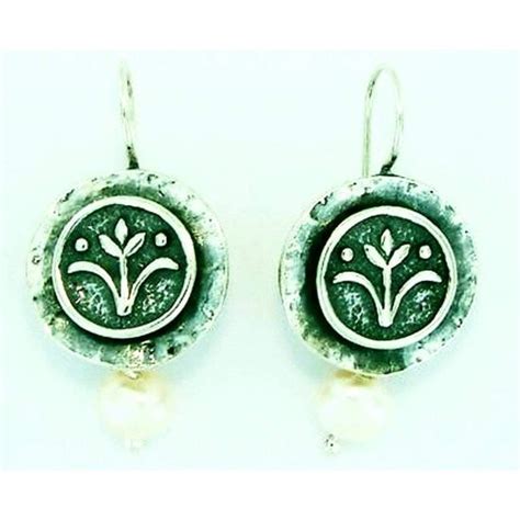 Sterling Silver Earrings Israeli Earrings Dangling Flower Of Lys Pearl